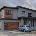 Modern and stylish garage door: reflective glass panel